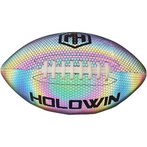 Holographic Luminous Light Up Reflective Football for Night Games & Training, Glowing in The Dark, Great American Football Toy Gifts for Boys, Kids, Men