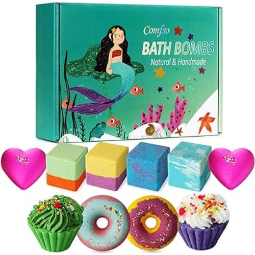 Bath Bombs,10 Natural Bath Bomb Gift Set, Organic Bubble Bath Bombs, Shea Butter Dry Skin Moisturize, Fizzy Spa Bath for Her Mom Women Kids Girls Girlfriend, Mothers Day Birthday