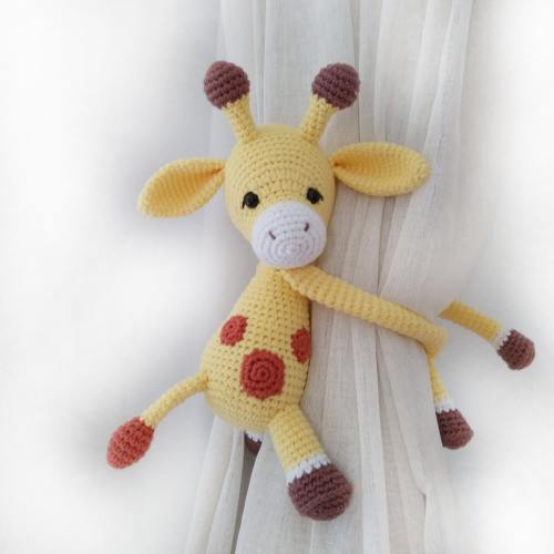 Safari Nursery Themed Animals Curtain Tie Back, Safari Animals Themed Nursery Decor, Amigurumi Elephant, Monkey, Giraffe, Lion Toy