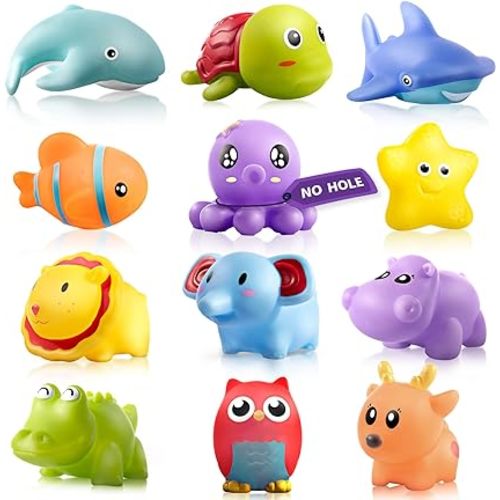 Hely Cancy Infant Bath Toys for 18 Months - No Hole Animal Bathtub Toys, Baby Bath Tub Toys