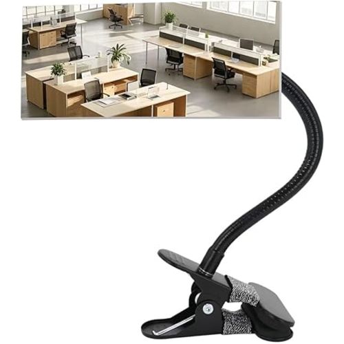 Clip On Security Mirror Convex Desk Office Cubicle for Personal Safety Desk Rear View Mirror Monitor Computer to See Behind You Flexible Gooseneck (Rectangle 6.69"x2.95" Frameless)
