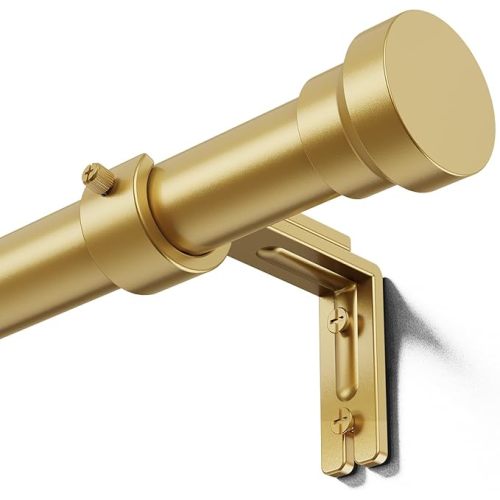 YaFex Curtain Rods 2 Pack 32-118 Inch, Heavy Duty 1 Inch Curtain Rod, Gold Long Adjustable Window Treatment Rods,Modern Design, Easy Installation