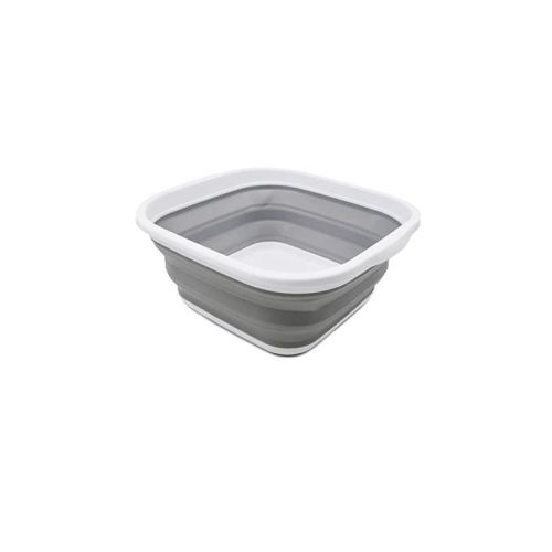 SAMMART 5.5L (1.4 Gallons) Collapsible Tub - Foldable Dish Tub, White/Grey