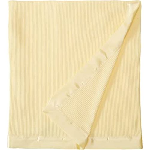 Thermal Waffle Weave Baby Blanket with Satin Nylon Trim (Yellow)