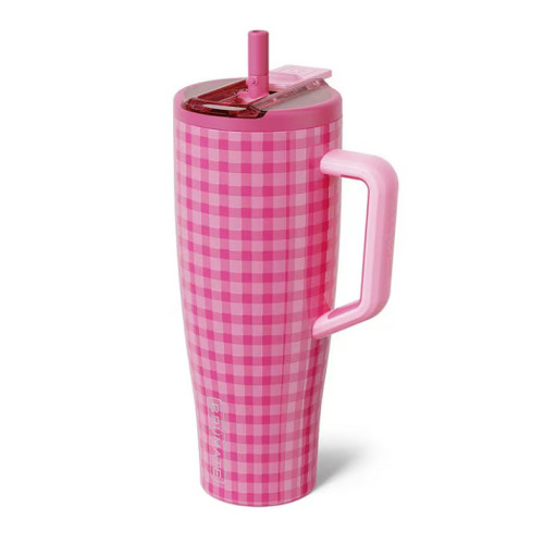 Brumate Pink Gingham Era Flip Straw Insulated Tumbler, 40 oz.