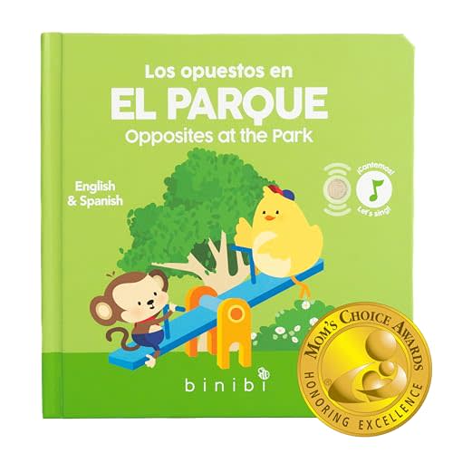 Binibi Spanish Musical Book for Babies & Toddlers 1-3 | Opuestos en el Parque | Bilingual Sound Book