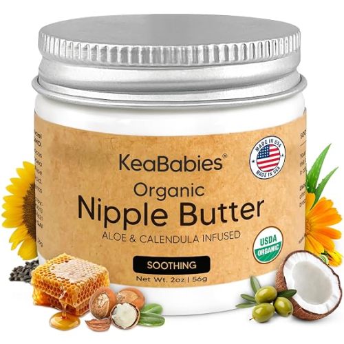 Organic Nipple Butter for Cracked, Sore, Relief, Nursing Mom (Soothing 2oz) | Nipple Cream Safe for Breastfeeding Essentials, USDA, 100% Natural Clean Breast Cream, Non Lanolin Balm, Postpartum Essential