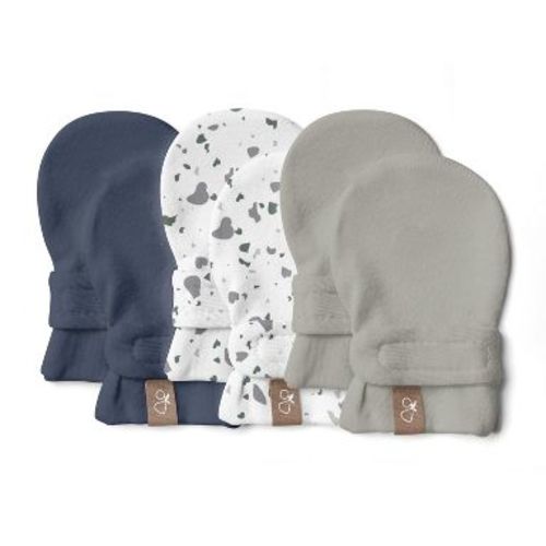Goumi Stay On 3-Pack Mitts - Indigo + Terrazzo + Moss 0-3M