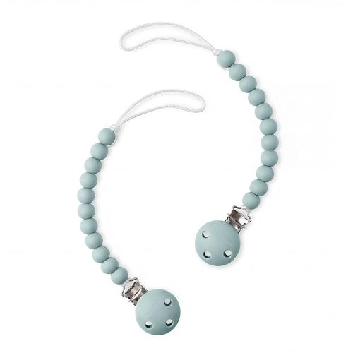 Comfy Cubs Pacifier Clips 2 Pack - 100% Food Grade Silicone Baby Pacifier Clips, BPA & PVC Free - CPSIA Certified, Lightweight and Flexible Baby Gifts - Slate