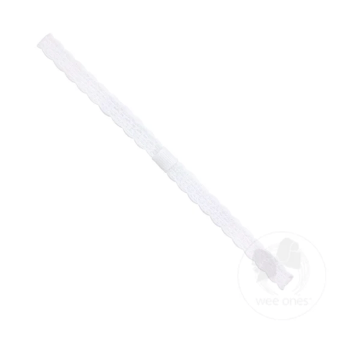 Add-A-Bow Narrow White Lace Girls Headband