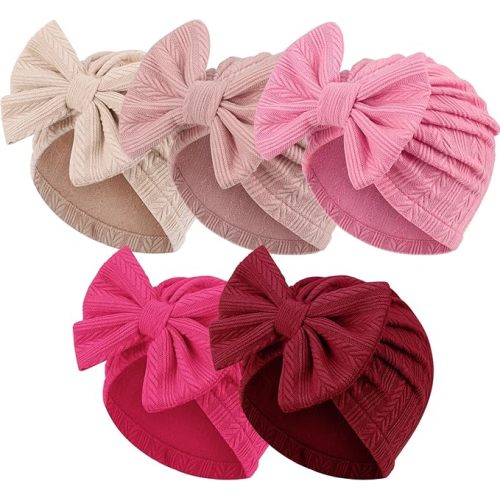 Newborn Baby Girl Hats with Bow Toddler Infant Beanie Cap Newborn Hospital Hats for Baby Girl Kid 3-12 Months