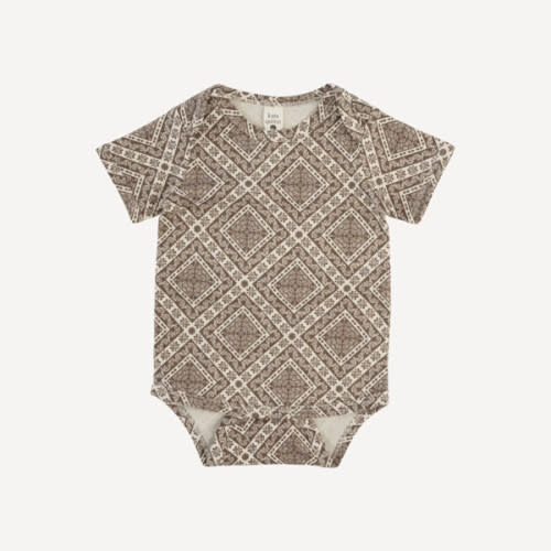 short sleeve lap neck bodysuit | stone bandana | organic cotton jersey