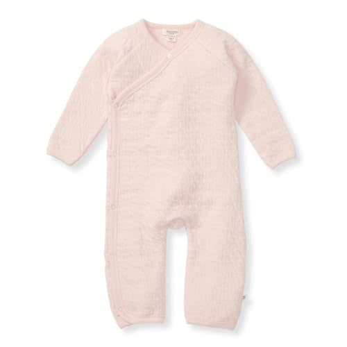 Burt's Bees Baby Long Sleeve Quilted Wrap-Front Jumpsuit, 100% Organic Cotton One-Piece Outfit Coverall