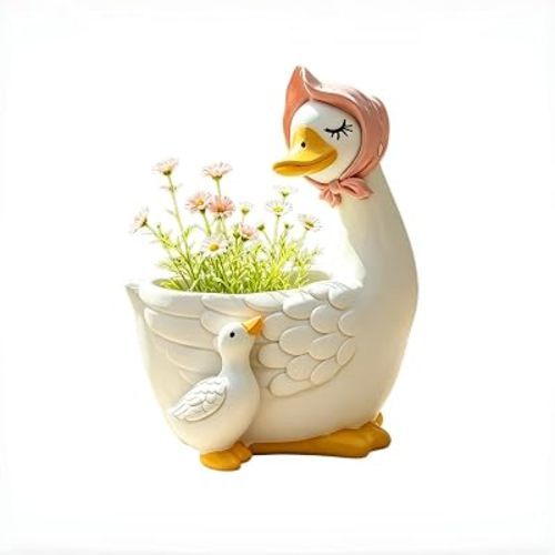 Goose Shaped Planter for Plants,Cute Succulent Pot with Drainage