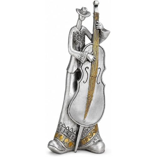 Nostalgic Jazz Guitarist Figurine, Resin Retro Guitar Player Sculpture Home Office Desk Decor Ornament, Classic Melody Playing Statue Housewarming Gift, Gold Silver