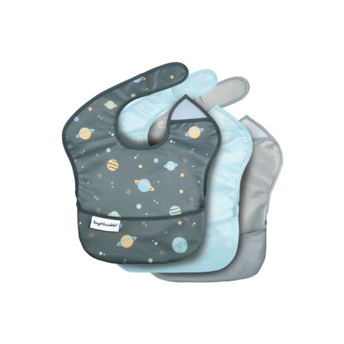 Mess-Proof and Waterproof Baby Food BPA-Free Bib w/Adjustable Closure 3pc - Solids