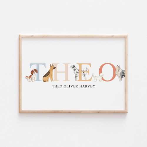 Personalised Dog Breed Print,  Kids Nursery Decor