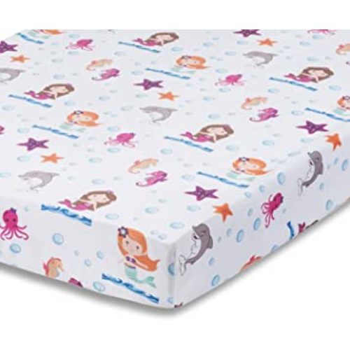 Baby Girl Fitted Crib Sheet Mermaid Adventures, 100% Soft Breathable Microfiber Baby Sheet, Fits Standard Size Crib Mattress 28in x 52in, Nursery Sheet