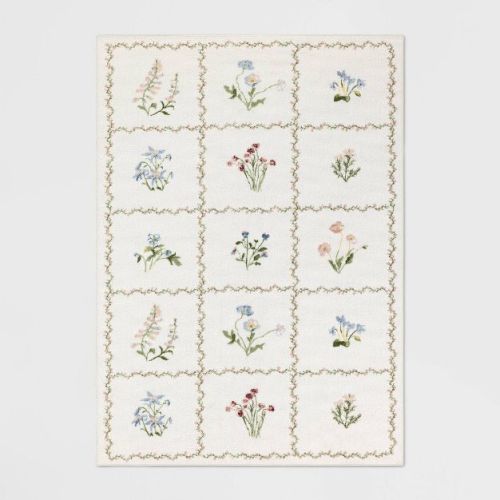 5'x7' Floral Grid Dorm Area Rug Pink - Threshold™