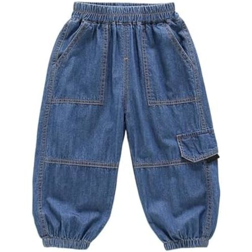 Kids Baggy Harem Jeans Elastic Waist Toddler Boys Cargo Denim Pants Aesthetic Vintage Joggers Patchwork Jeans