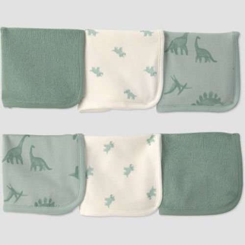 Carter's Just One You® Baby 6pk Washcloth - Green Dino