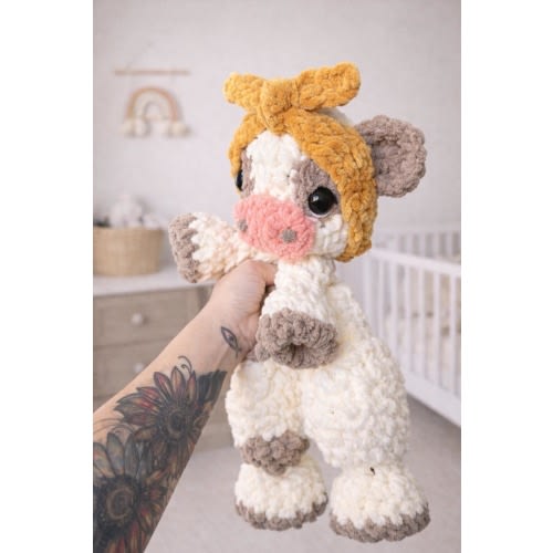 Crocheted Highland Cow Plushie - Stuffed Animals - Nellas Cottage - Cow Toy - Baby Cow - Cow Plushie - Highland Cow - Crochet - Handmade