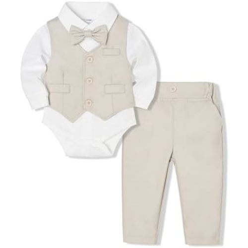Baby Boy Clothes Suits Infant Gentleman Wedding Outfit Formal Dress Shirt Vest Bowtie Pants 4Pcs Baby Suit Sets