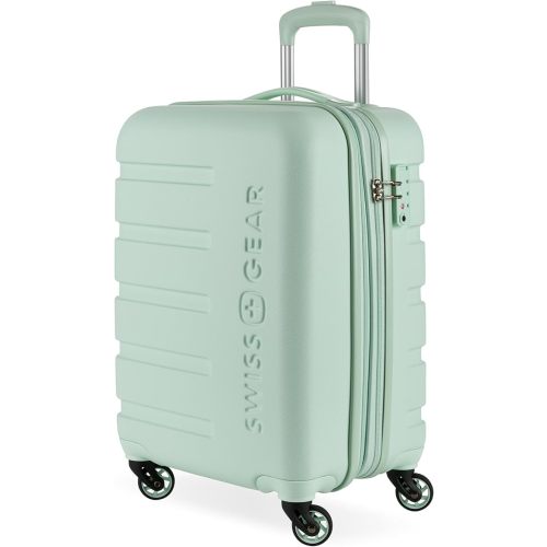 Carry-On 19-Inch SwissGear 7366 Signature Hardside Expandable Luggage with Spinner Wheels, TSA Lock, Cup-Holder, Clearly Aqua,