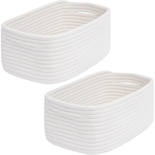 Small Woven Storage Basket,Medium Storage Baskets,Mini Cotton Rope Basket,For Shelves,Nursery,Office,Bathroom,And More–Perfect For Organizing&Décor