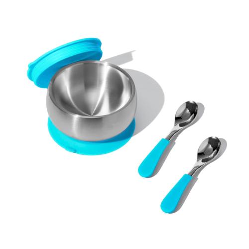 Avanchy Stainless Steel Eco-friendly Baby Suction Bowl with Lid + Spoon