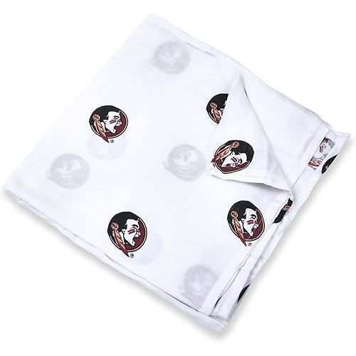 Three Little Anchors Florida State University Seminoles Muslin Swaddle Blanket – Officially Licensed Ultra-Soft 47” x 47” Cotton Muslin Baby Swaddle | Newborn Blanket | FSU Infant Gift