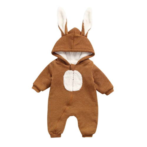Lenpel Unisex Baby Clothes Newborn Infant Cute Long Sleeve Zip up Hooded Fleece Romper Fall Winter Warm Jumpsuits