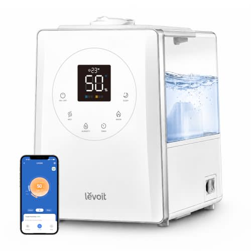 Levoit LV600S Smart Warm&Cool Mist Humidifiers for Home Bedroom Large Room | 6L 753ft² Coverage, Quickly & Evenly Humidify Whole House, Easy Top Fill, Smart Sensor, App & Voice Control, Quiet Sleep Mode