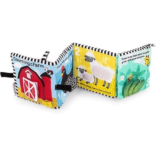 Baby Einstein Farm Explorers Counting at The Farm Soft Activity Book, Multisensory, for Tummy Time, Ages 0+ Months