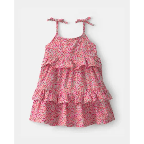 Baby Girl Floral Ruffle Tiered Dress - Pink | Carter's