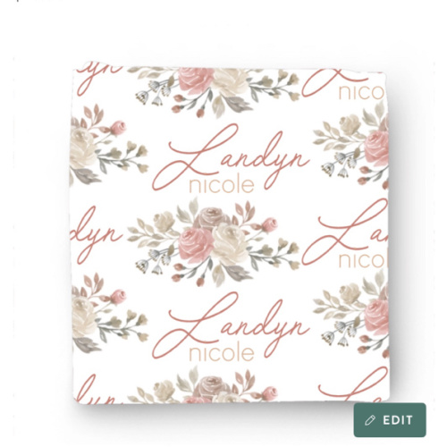 Remi's Rose Vines Personalized Baby Name Swaddle Blanket