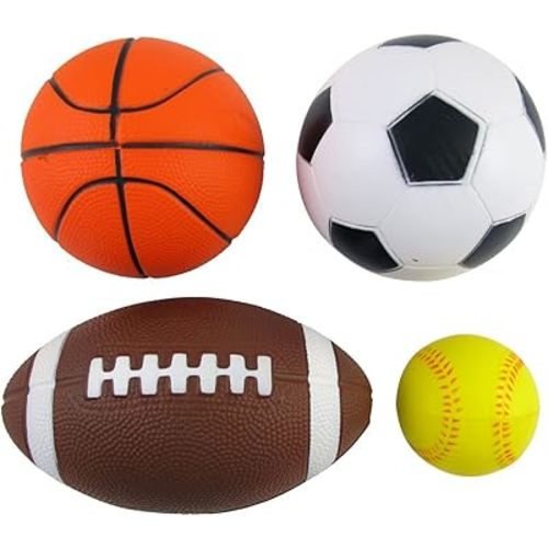 Set of 4 Sports Balls for Kids (Soccer Ball, Basketball, Football, Tennis Ball) By Bo Toys