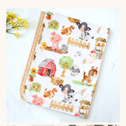 Minky Blanket - Farm Animals | Baby & Toddler Blanket | Honey Lemonade