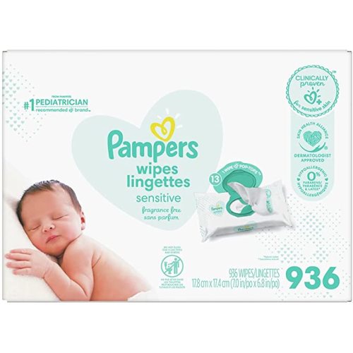 Pampers Baby Wipes, Sensitive Fragrance Free 13X Pop-Top, Hypoallergenic and Dermatologist-Tested, 936 Count - Sensitive Wipes, 13x Pop Top