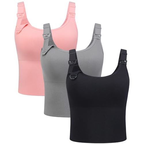 Suekaphin Nursing Longline Bra Tank Top Crop,Maternity Support Sport Bra,Pullover Wide Straps Sewn Cups for Breastfeeding