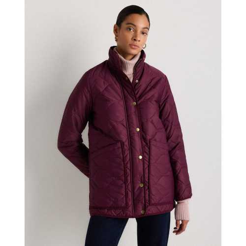 Featherless Quilted Long Puffer Jacket in Barolo Burgundy