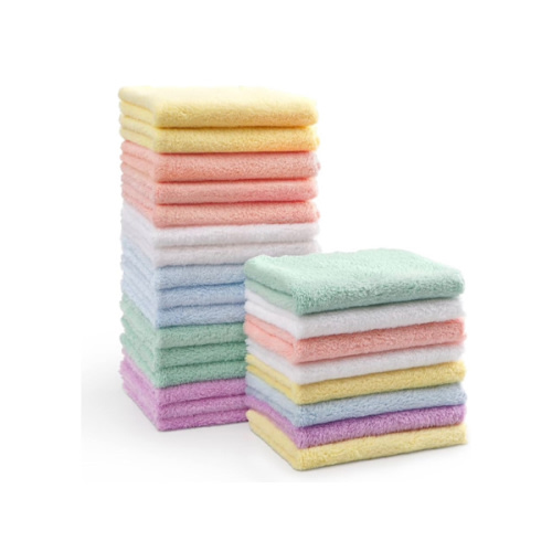 HOMEXCEL Baby Washcloths 24 Pack-Microfiber Coral Fleece Baby Bath Face Towel 7 x 9 Inch Extra Absorbent and Soft Burp Cloth and Wash Cloths for Newborn-Infants and Toddlers-Gentle On Sensitive Skin