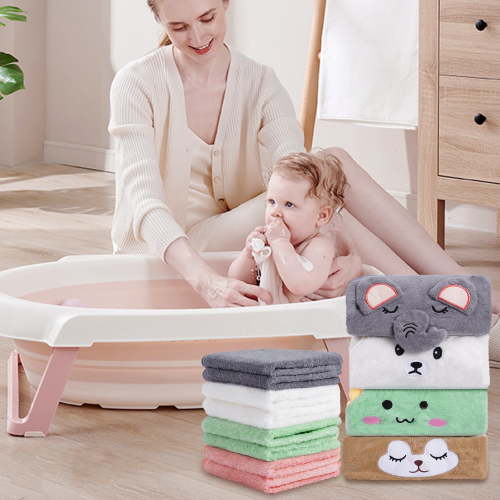 Lumikrypt 12Pcs Baby Bath Towels Set, 4 Pcs Animal Hooded Baby Towels & 8 Pcs Washcloths Set, Baby Bath Towels.Ultra Absorbent Cute Soft Newborn Essentials Gift for Boys & Girls