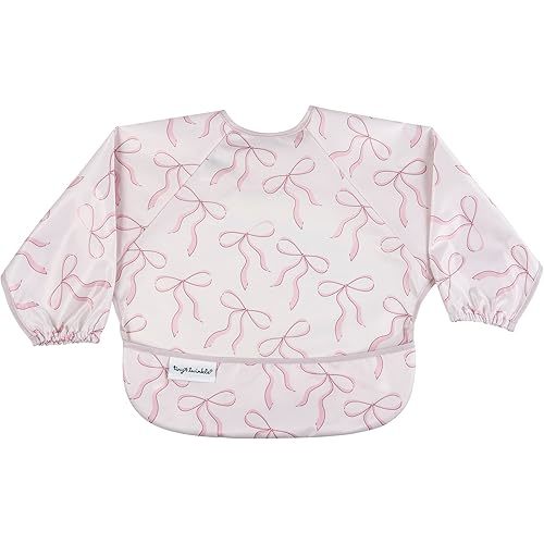 Tiny Twinkle Long Sleeve Bib for Babies & Toddlers | Waterproof Smock Bib for Eating | Machine Washable & Mess-Proof Feeding Essentials | Newborn Shower Gift (Bows, Small 6-24 Months)