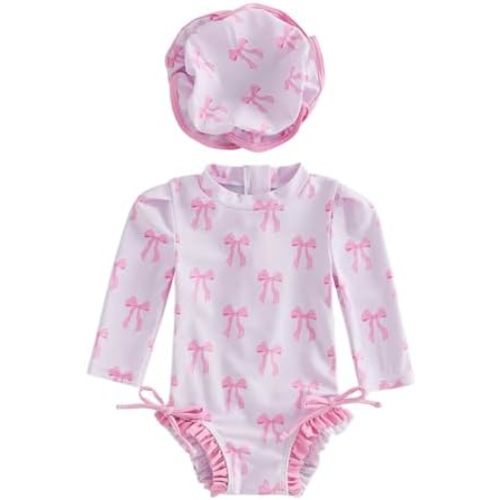 ZyHwShine Toddler Girl Swimsuit Strawberry One Piece Swimsuit Romper with Hat Girl Bathing Suit Kids Girl Beach Rash Guard