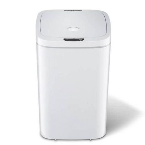 Nine Stars 16L/4.2gal Motion Sensor Trash Can White: Indoor Plastic, Battery Operated, Kitchen & Bathroom Use