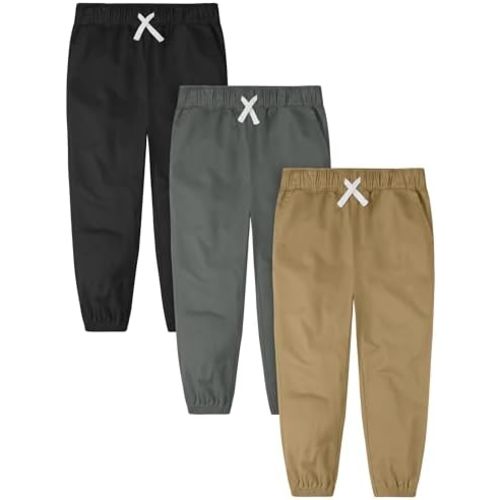 Cooraby 3 Pack Baby and Toddler Boys Jogger Pants School Uniform Pants