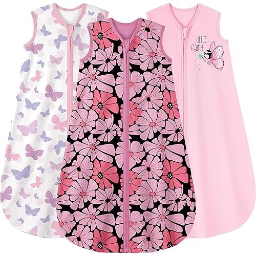 Yoofoss Baby Sleep Sack 6-12 Months Wearable Blanket for Babies 100% Organic Cotton 2-Way Zipper TOG 0.5 Toddler Sleeping Sack 3 Pack, Comfy Lightweight Sleep Sacks