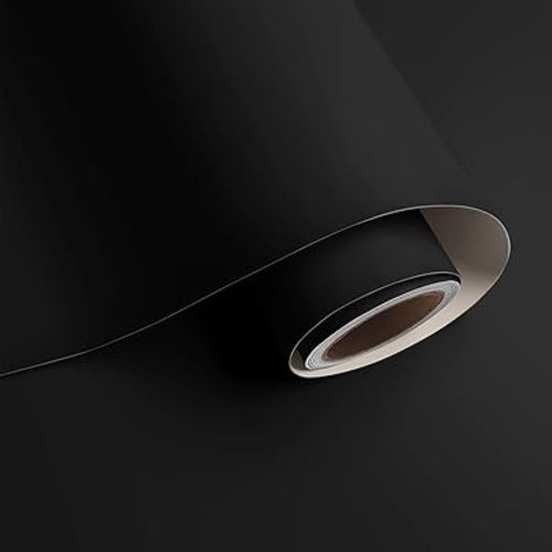 VaryPaper 32''x118'' Large Size Thick Black Contact Paper Black Peel and Stick Wallpaper Removable Self Adhesive Waterproof Vinyl for Bedroom Bathroom Wall Kitchen Cabinets Countertops Table Shelves