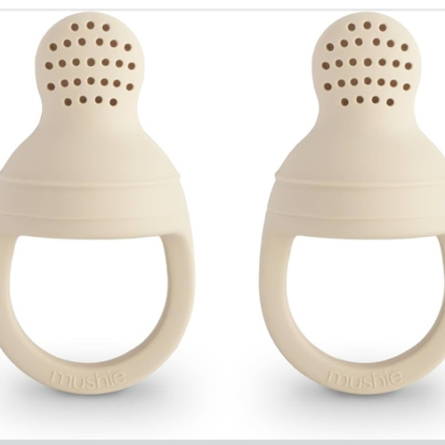 mushie Silicone Baby Fresh Fruit & Food Feeder Pacifier | 6 Months+ (Shifting Sand)